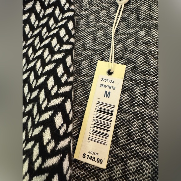 Max Studio Black Ivory Textured Knit Blazer Cardigan Size Medium - Picture 15 of 15